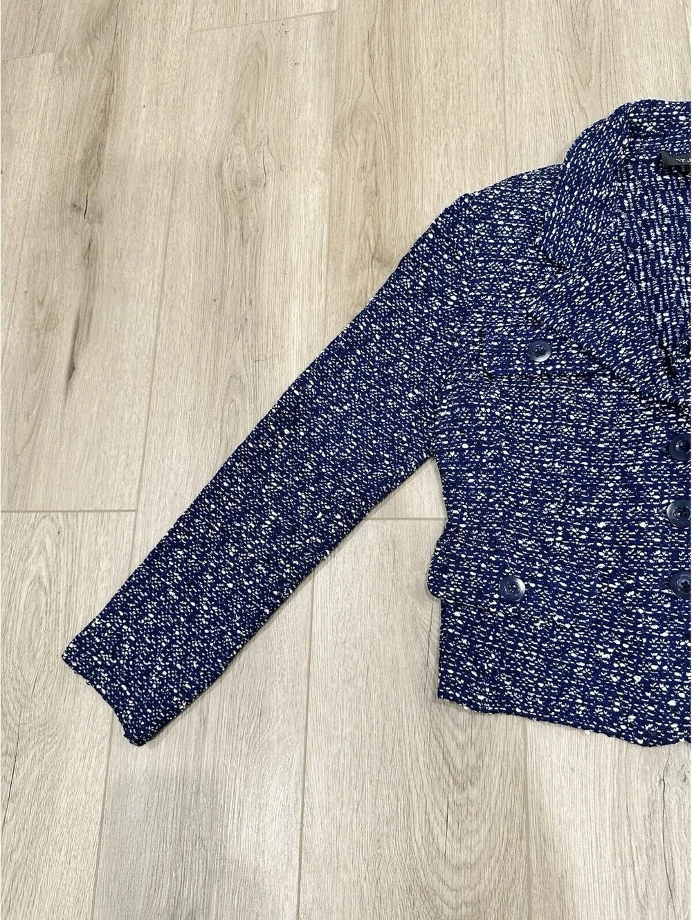 ST.JOHN Size 12 Blue Knit Jacket Blazer - Picture 4 of 13